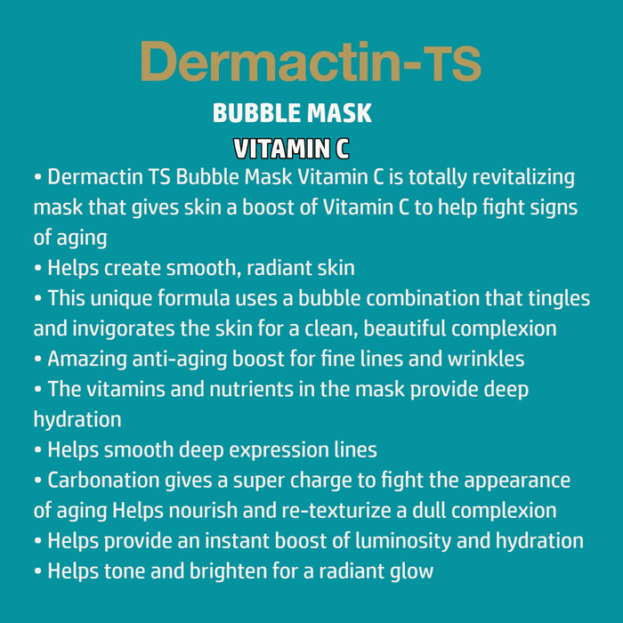 Dermactin-TS Facial Bubble Sheet Mask w/Vitamin C, Helps Fight Aging Signs 6PK