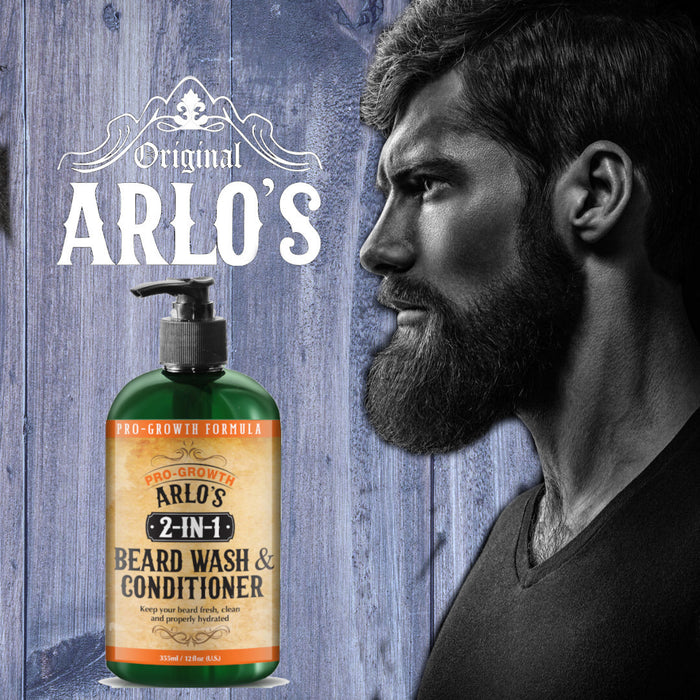 Arlo's 2in1 Pro-Growth Beard Wash 12oz with Beard Oil 2-PC Set