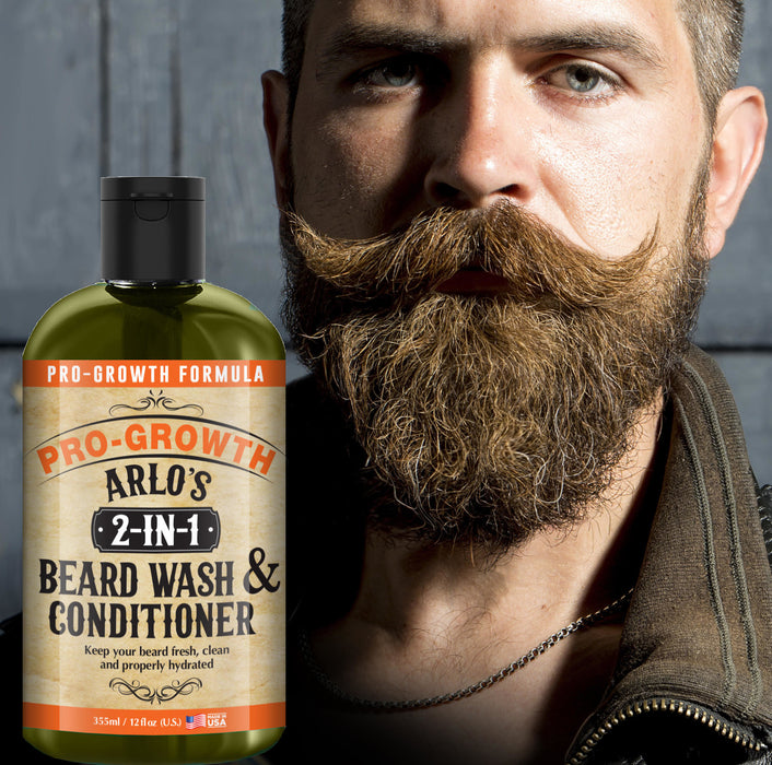 Arlo's 2-in-1 Beard Wash and Conditioner 12 oz. - Pro Growth Formula (3-PACK)