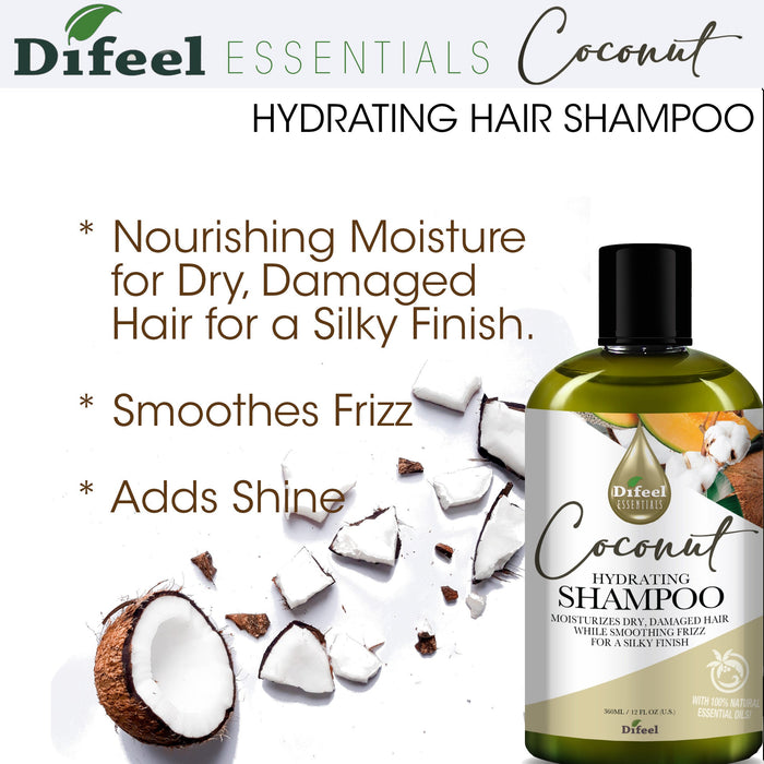 Difeel Essentials Hydrating Coconut Shampoo 12 oz.