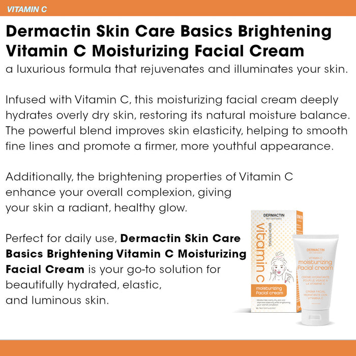 Dermactin Skin Care Basics Brightening Vitamin C Moisturizing Facial Cream 2.5 oz.