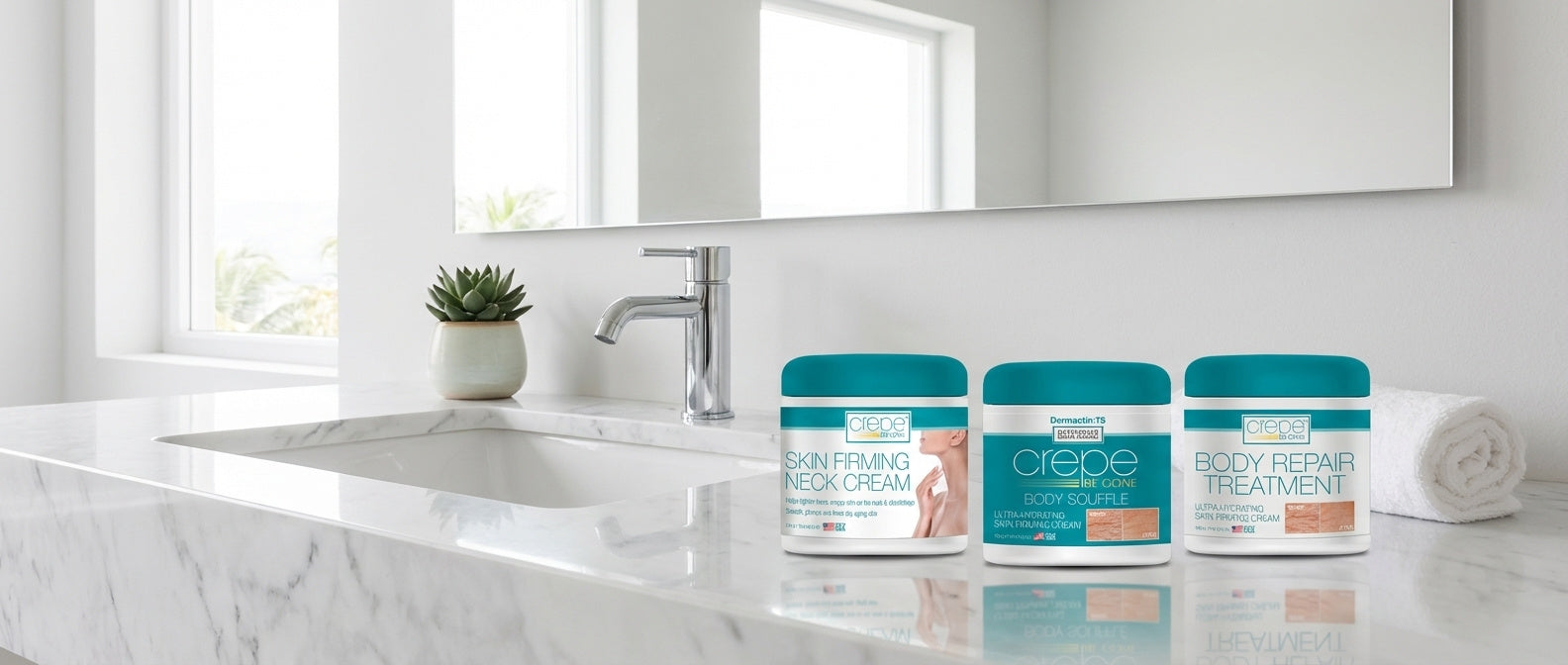 Crepe Be Gone 3-Piece Firming & Ultra Hydrating Body Set – Includes Large 12 oz Body Soufflé, 12 oz Body Repair Treatment, 12 oz Neck Firming Cream