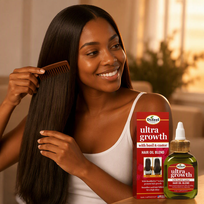Difeel Ultra Growth Basil & Castor Hair Oil Blend for Growth - Travel Size 2.5 oz.