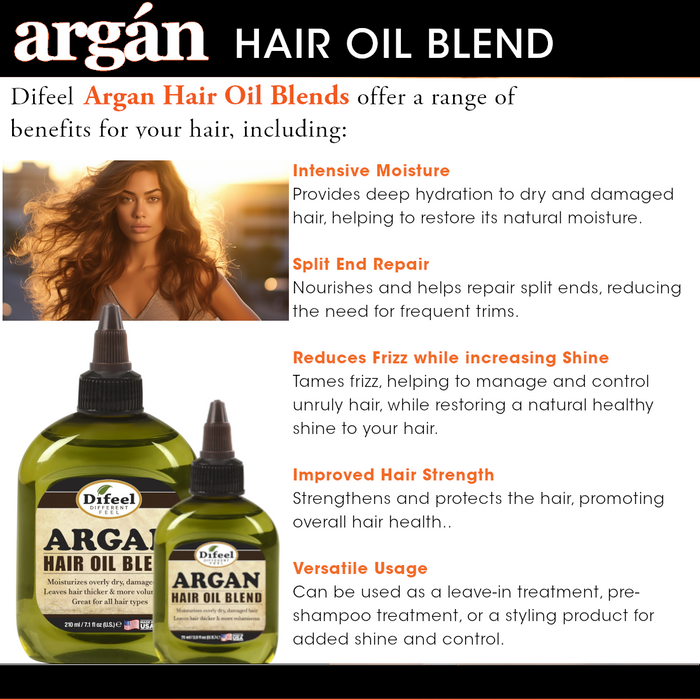 Difeel Argan Oil Hair Oil Blend 7.1 oz. (PACK OF 4)