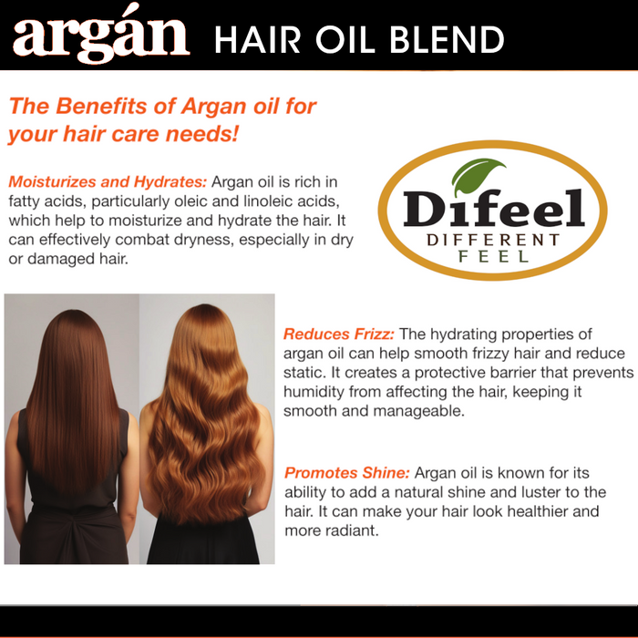 Difeel Argan Hair Oil Blend - Travel Size 2.5 oz.