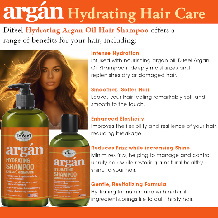 Difeel Argan Hydrating Shampoo 12 oz.