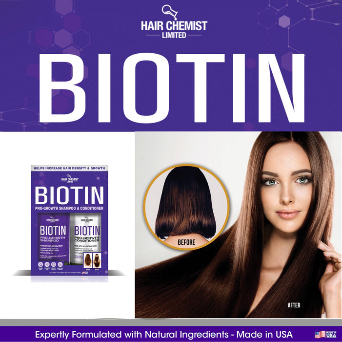 Hair Chemist Biotin Pro-Growth Shampoo & Conditioner Gift Box- Includes 33.8oz Shampoo & 33.8oz Conditioner