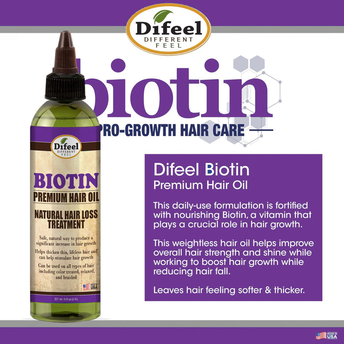 Difeel Biotin Premium Natural Hair Oil 8 oz.