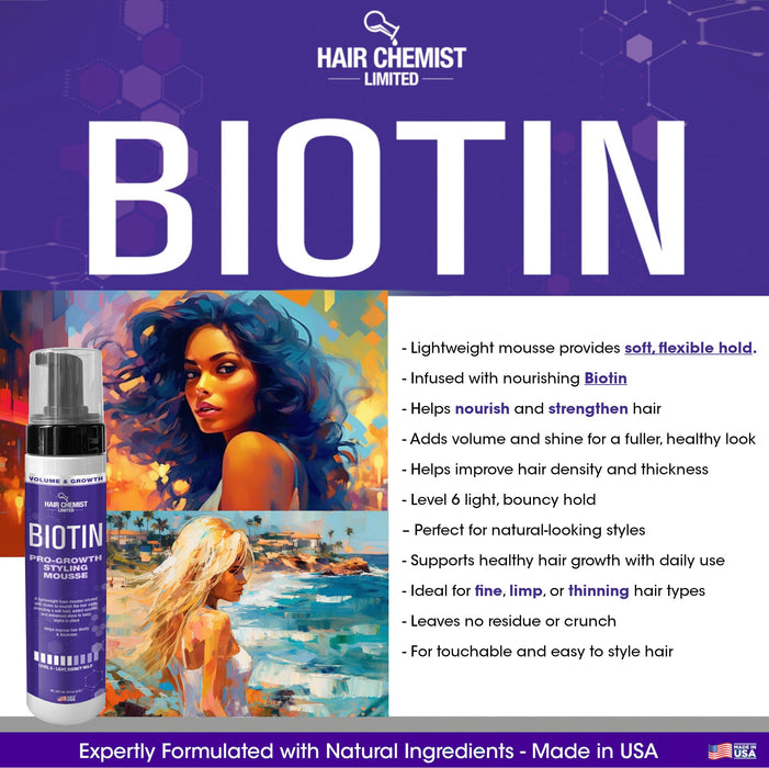 Hair Chemist Volume & Growth Biotin Pro-Growth Styling Mousse 8 oz.