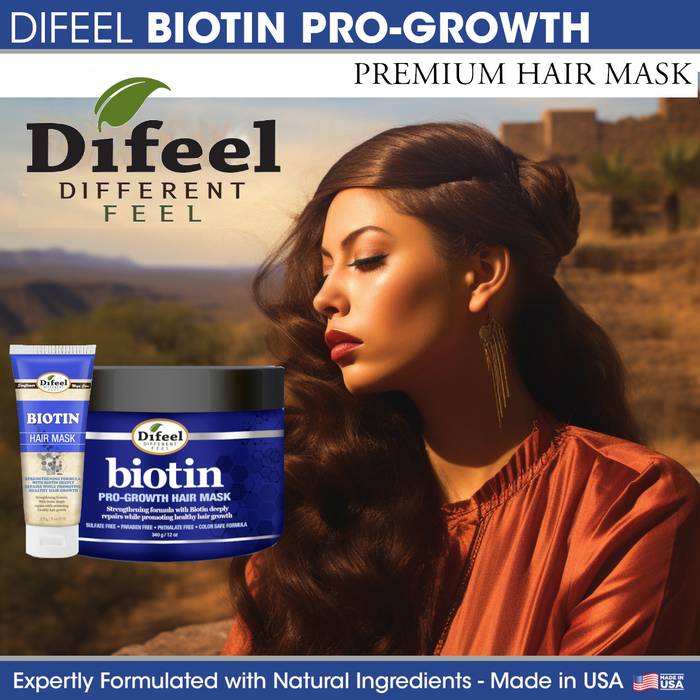 Difeel Biotin Pro-Growth Hair Mask 12 oz. with Biotin Hair Oil 7.1 oz. (2-Piece Set)