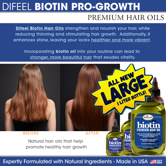 Difeel Biotin Premium Hair Oil - Large 33.8oz Bottle