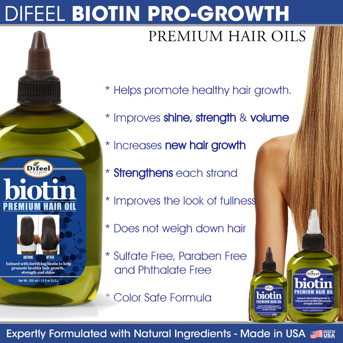 Difeel Biotin Premium Hair Oil 7.1 oz. (PACK OF 2)