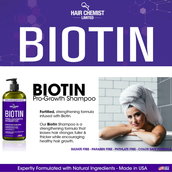 Hair Chemist Biotin Pro-Growth Shampoo & Conditioner Gift Box- Includes 33.8oz Shampoo & 33.8oz Conditioner