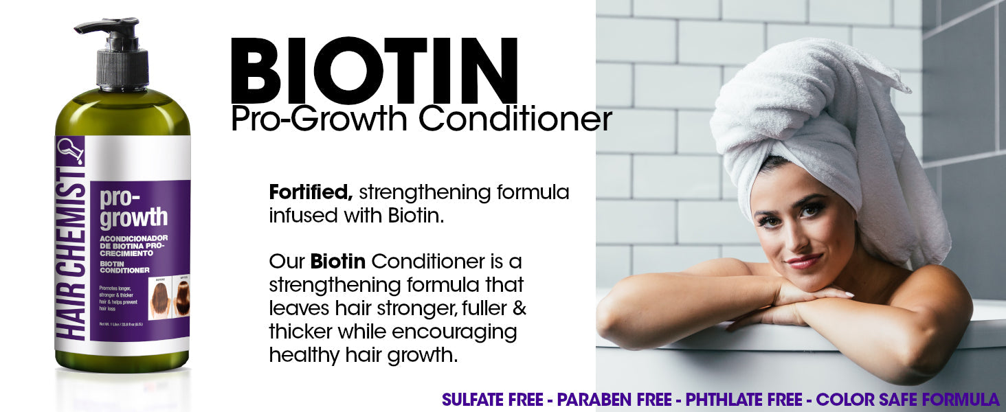 Hair Chemist Pro-Growth Shampoo & Conditioner Set with Biotin - Includes 33.8oz Shampoo & 33.8oz Conditioner