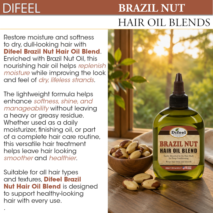 Difeel Brazil Nut Oil Hair Oil Blend 2.5 oz. (PACK OF 2)