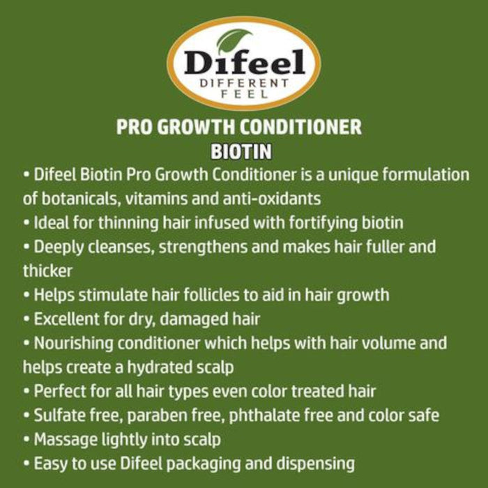 Difeel Biotin Pro-Growth 4-PC Hair Care Gift Set - Includes Shampoo 12 oz. , Conditioner 12 oz. , Hair Oil 7oz and Hair Mask 12 oz. .