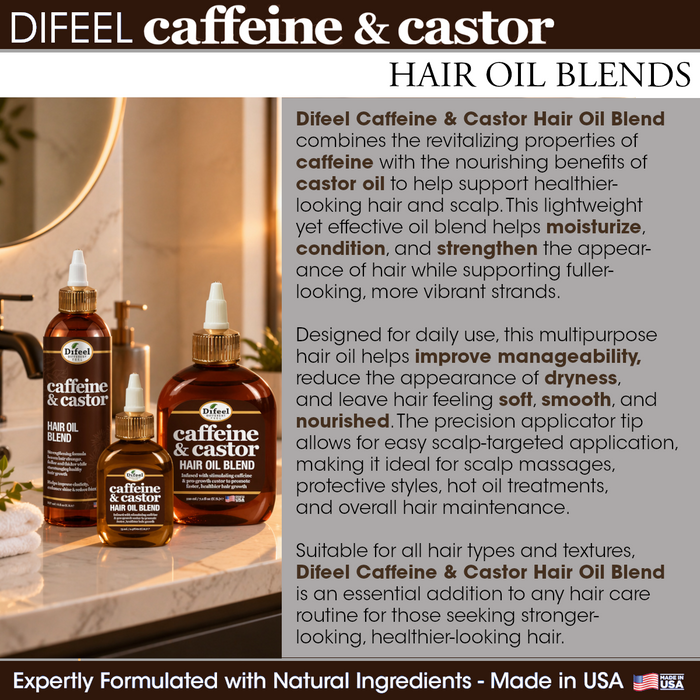 Difeel Caffeine & Castor Hair Oil Blend 8 oz.