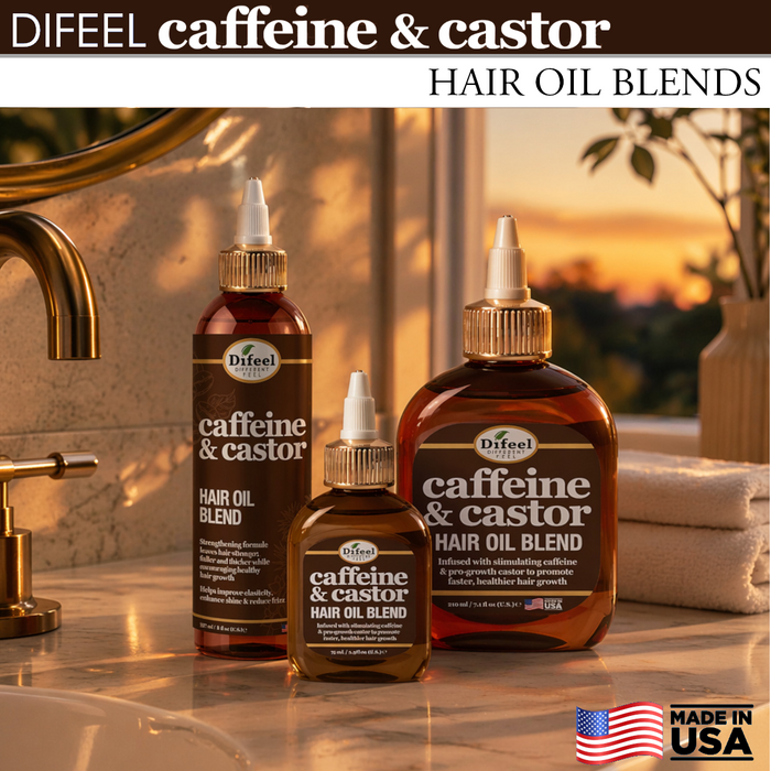 Difeel Caffeine & Castor Hair Oil Blend 8 oz.