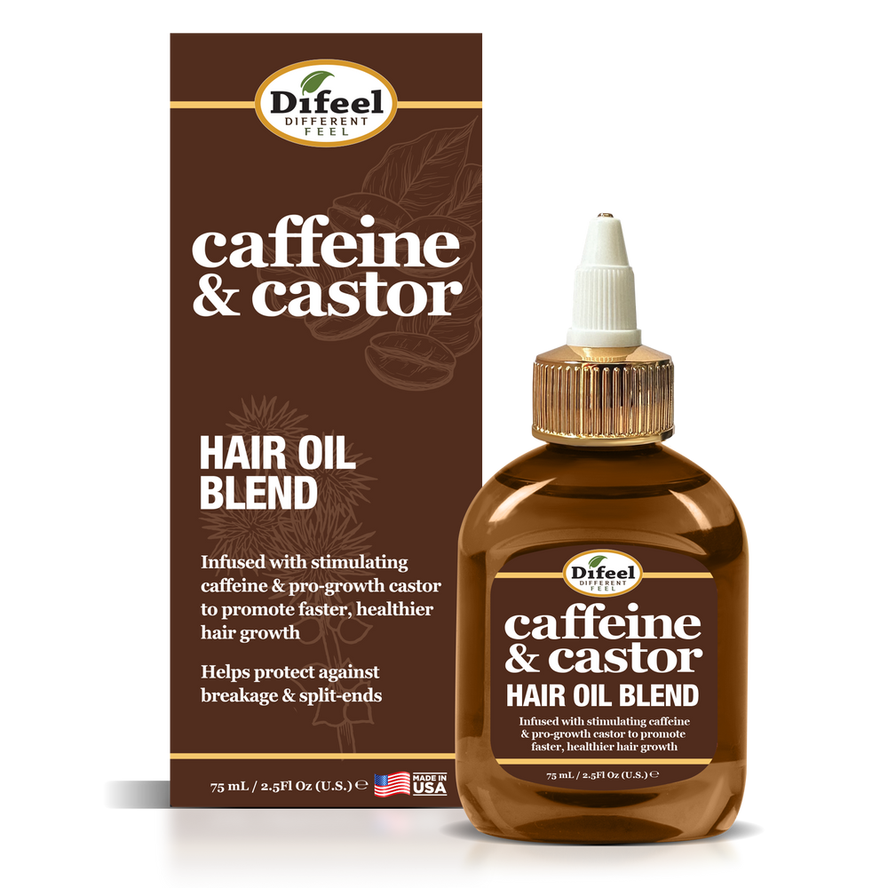 Difeel Caffeine & Castor Hair Oil Blend - Travel Size 2.5 oz.
