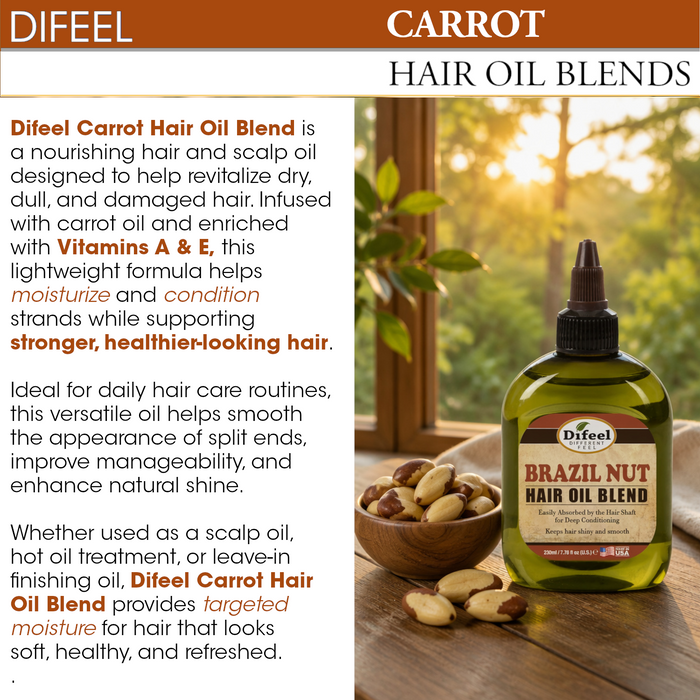 Difeel Carrot Hair Oil Blend - Travel Size 2.5 oz.