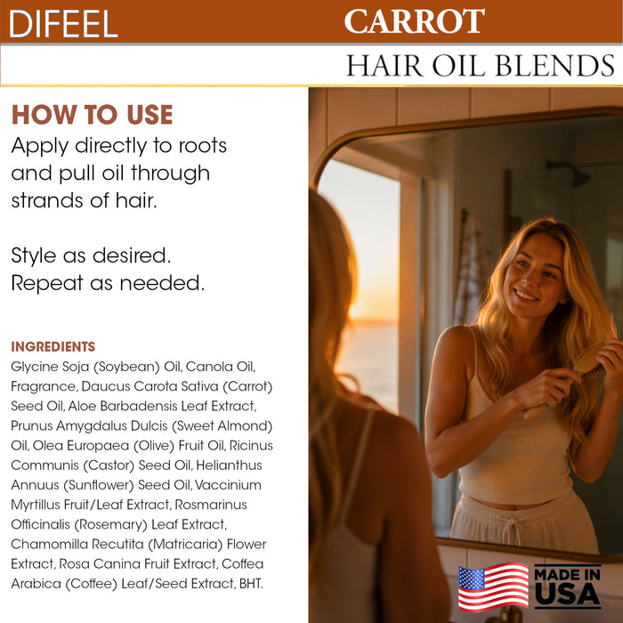 Difeel Mega Care Carrot & Aloe Oil Hair Oil Blend 1.4 oz. (PACK OF 2)