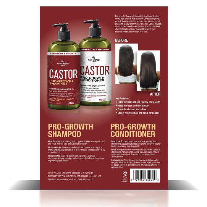 Hair Chemist Castor Pro-Growth Shampoo 33.8 oz. AND Conditioner 33.8 oz. 2-PC Boxed Gift Set