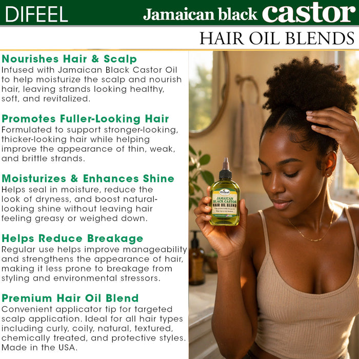 Difeel Jamaican Black Castor Supreme Growth Hair Oil Blend - Travel Size 2.5 oz. (PACK OF 2)