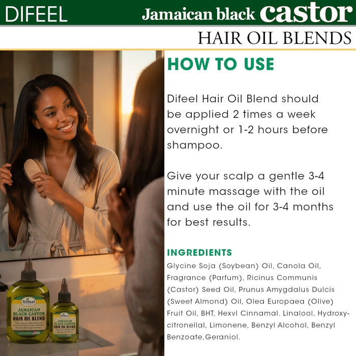 Difeel Jamaican Black Castor Supreme Growth Hair Oil Blend - Travel Size 2.5 oz.