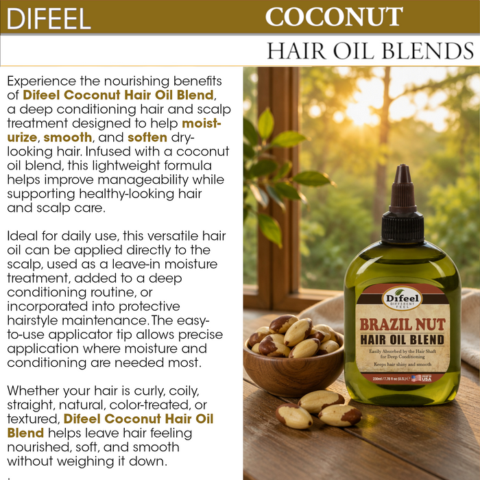Difeel Coconut Hair Oil Blend 7.1 oz. (PACK OF 2)