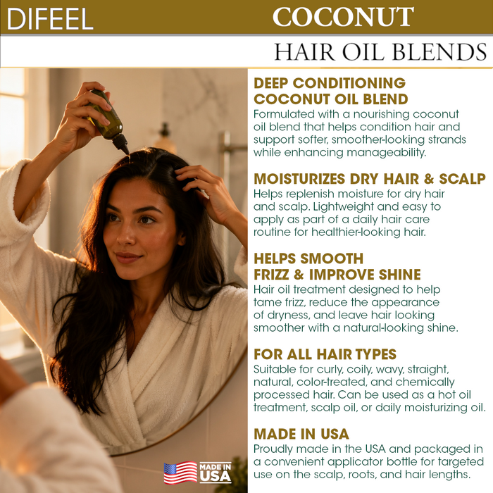 Difeel Coconut Hair Oil Blend - Travel Size 2.5 oz.