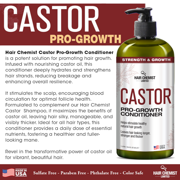 Hair Chemist Castor Pro-Growth Shampoo 33.8 oz. AND Conditioner 33.8 oz. 2-PC Boxed Gift Set