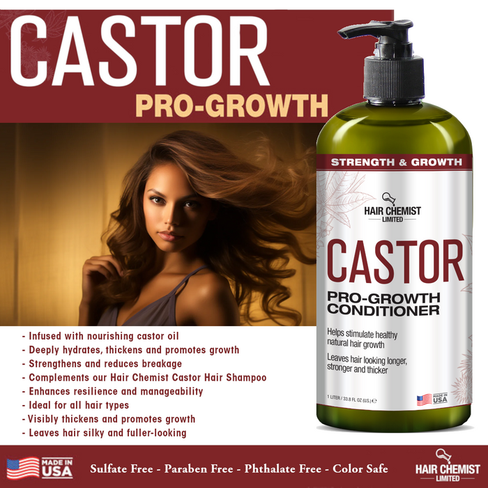 Hair Chemist Castor Pro-Growth Shampoo 33.8 oz. AND Conditioner 33.8 oz. 2-PC Boxed Gift Set