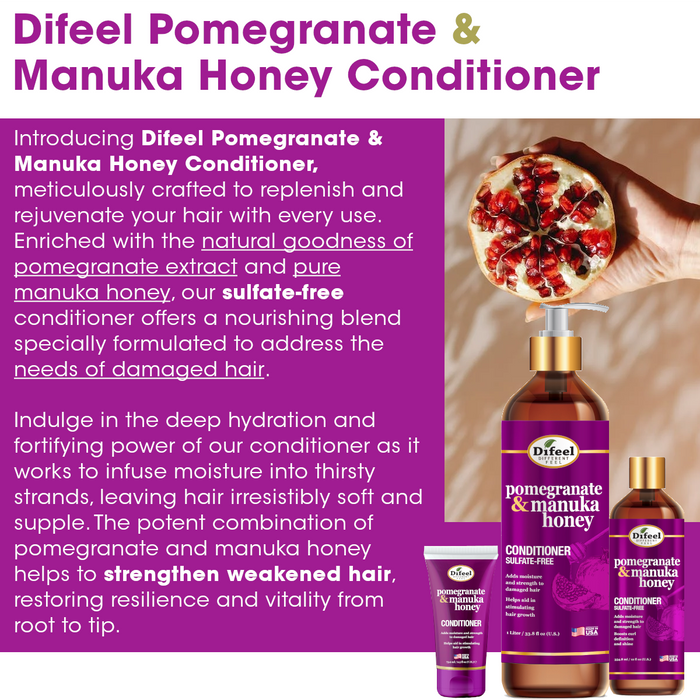 Difeel Pomegranate & Manuka Honey Sulfate-Free Conditioner 12 oz.