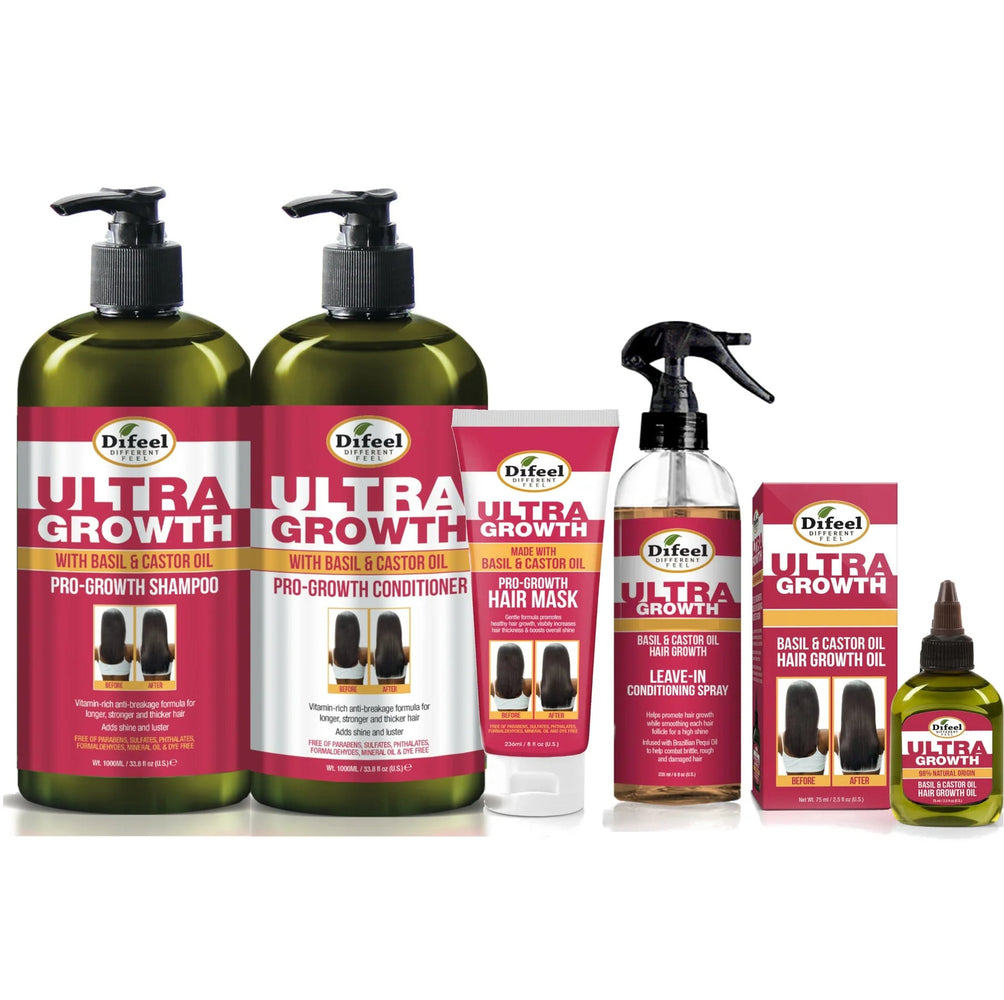 Difeel Ultra Growth Basil & Castor Oil Large Hair Growth Collection 5-PC Set