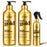 Hair Chemist 24K Gold Gloss Shampoo 33.8oz, Conditioner 33.8oz & Heat Protection Hair Mist 8oz – 3-Piece Shine & Protection System