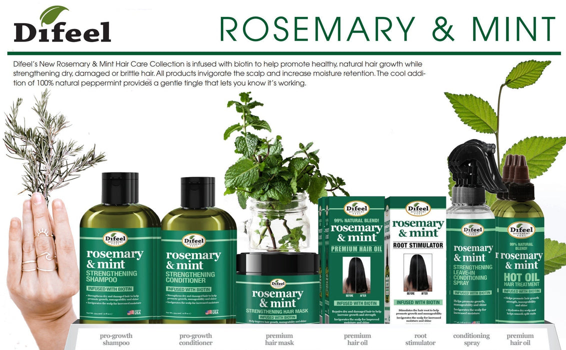 Difeel Rosemary and Mint Hair Strengthening Shampoo and Conditioner with Biotin 33.8 oz. 2-PC Hair Care Gift Set