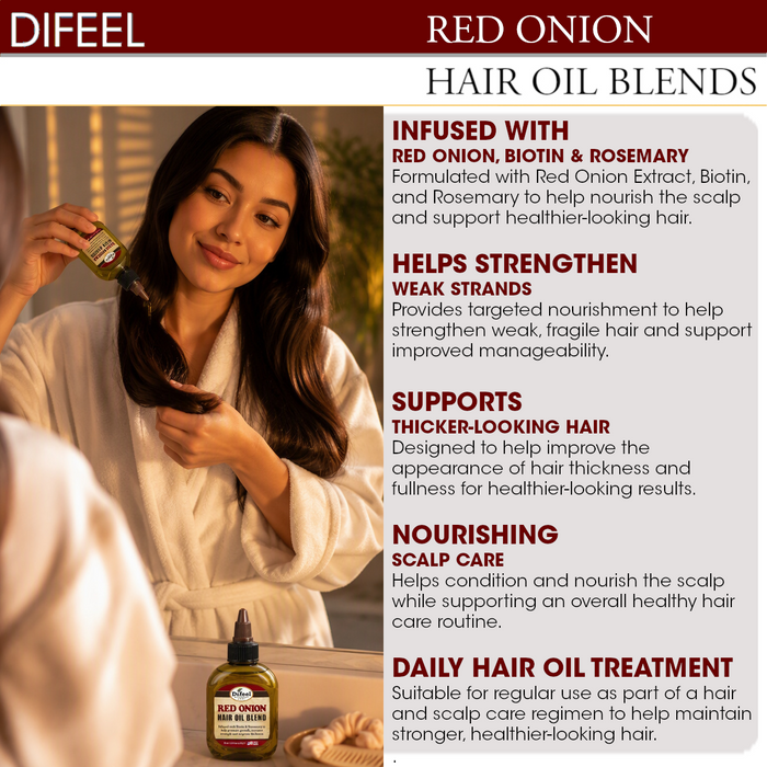 Difeel Red Onion Hair Oil Blend - Travel Size 2.5 Ounces