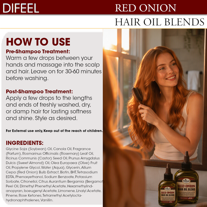 Difeel Red Onion Hair Oil Blend - Travel Size 2.5 Ounces