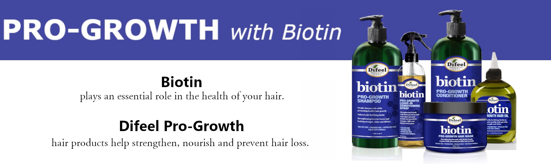 Difeel Biotin Pro-Growth Shampoo and Conditioner 2-PC Gift Set - Shampoo 12 oz.  and Conditioner 12 oz.