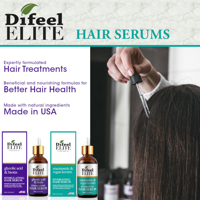Difeel Elite Niacinamide + Vegan Keratin Hydrating Hair Serum 2 oz.
