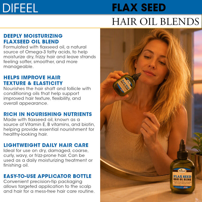 Difeel Flax Seed Hair Oil Blend - Travel Size 2.5 oz.