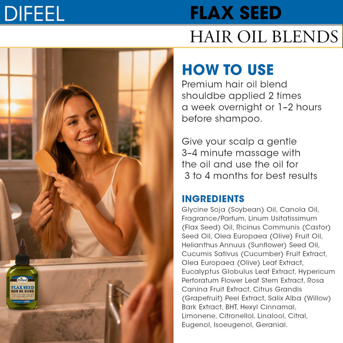 Difeel Flax Seed Hair Oil Blend - Travel Size 2.5 oz.