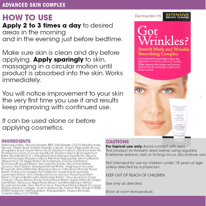 Dermactin Stretch Mark & Wrinkle Smoothing Complex Concentrated Formula 6 oz.