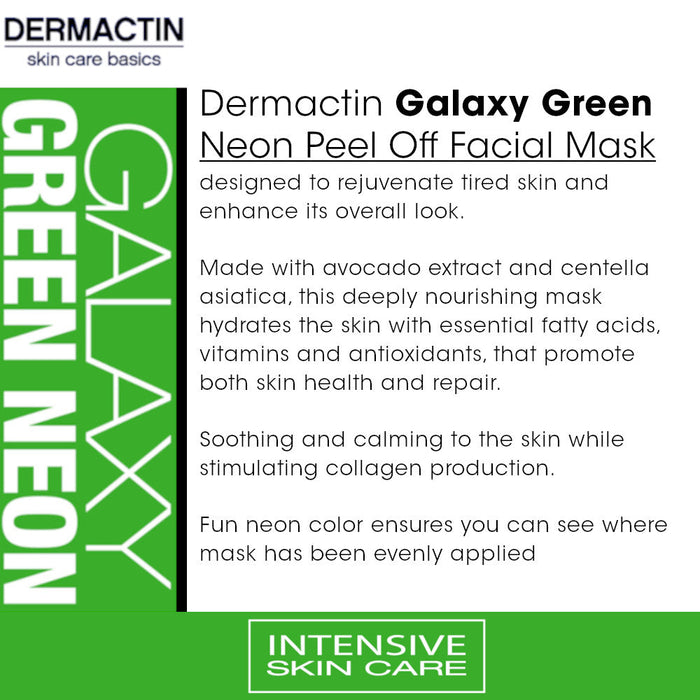 Dermactin Galaxy Green Neon Peel Off Facial Mask with Avocado and Centella Asiatica 1.76 oz.