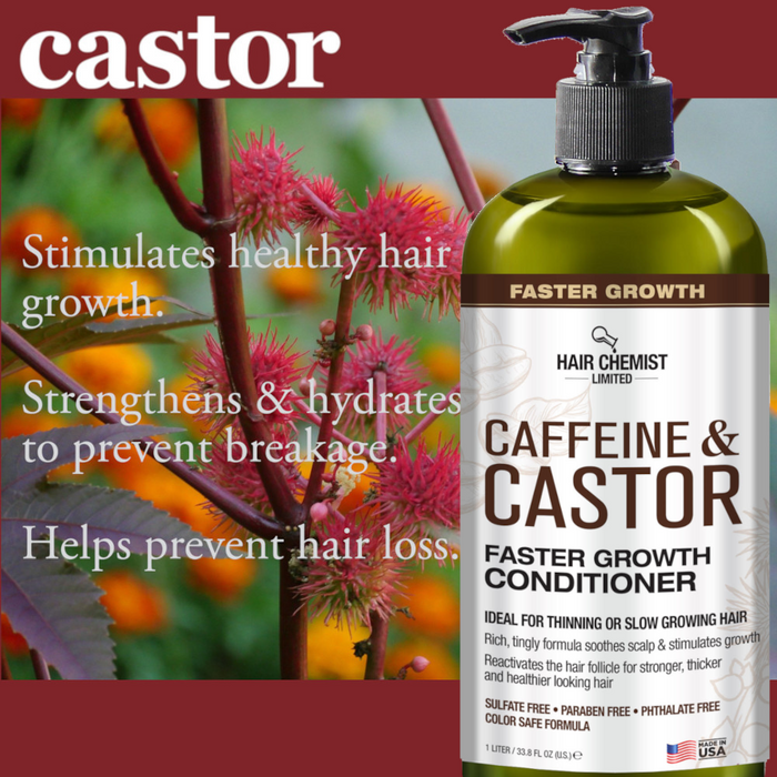 Hair Chemist Caffeine and Castor Faster Growth Shampoo & Conditioner 33.8 oz. 2-PC Boxed Gift Set