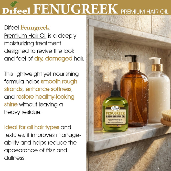 Difeel Fenugreek Premium Hair Oil 7.1 Ounce