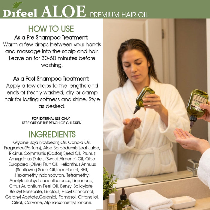 Difeel Aloe Premium Hair Oil 7.1 Ounces