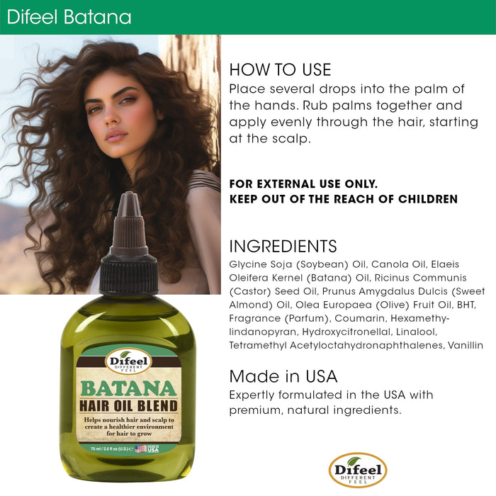 Difeel Batana Hair Oil Blend Blend - Travel Size 2.5 oz.
