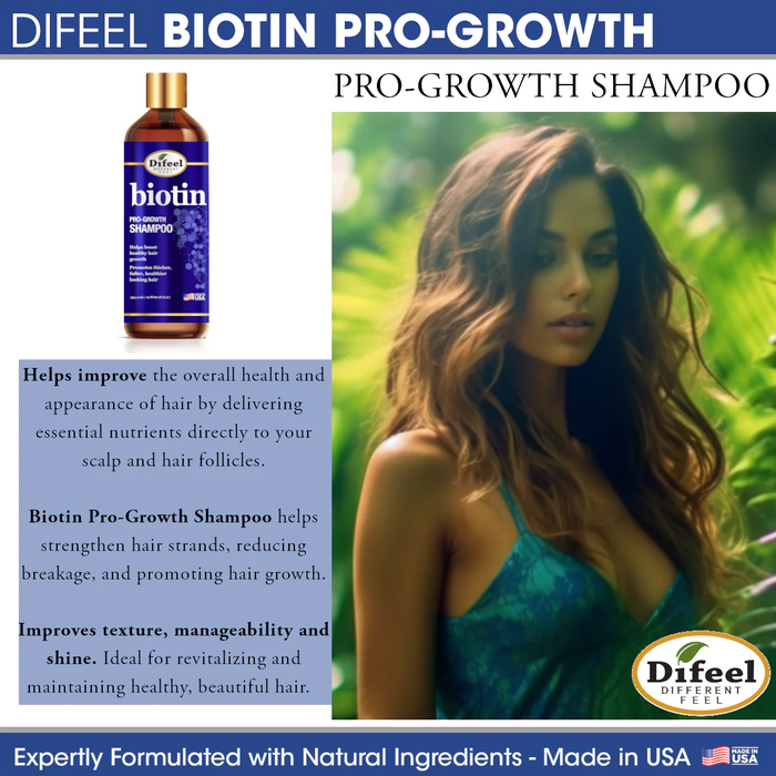 Difeel Elevated Biotin Pro-Growth Shampoo 12 oz.