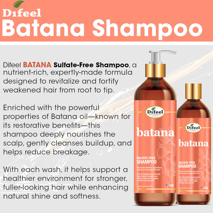 Difeel Batana Shampoo 33.8 Ounces - Sulfate Free Shampoo
